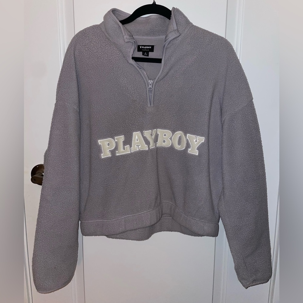 Small light purple half zip Playboy fleece